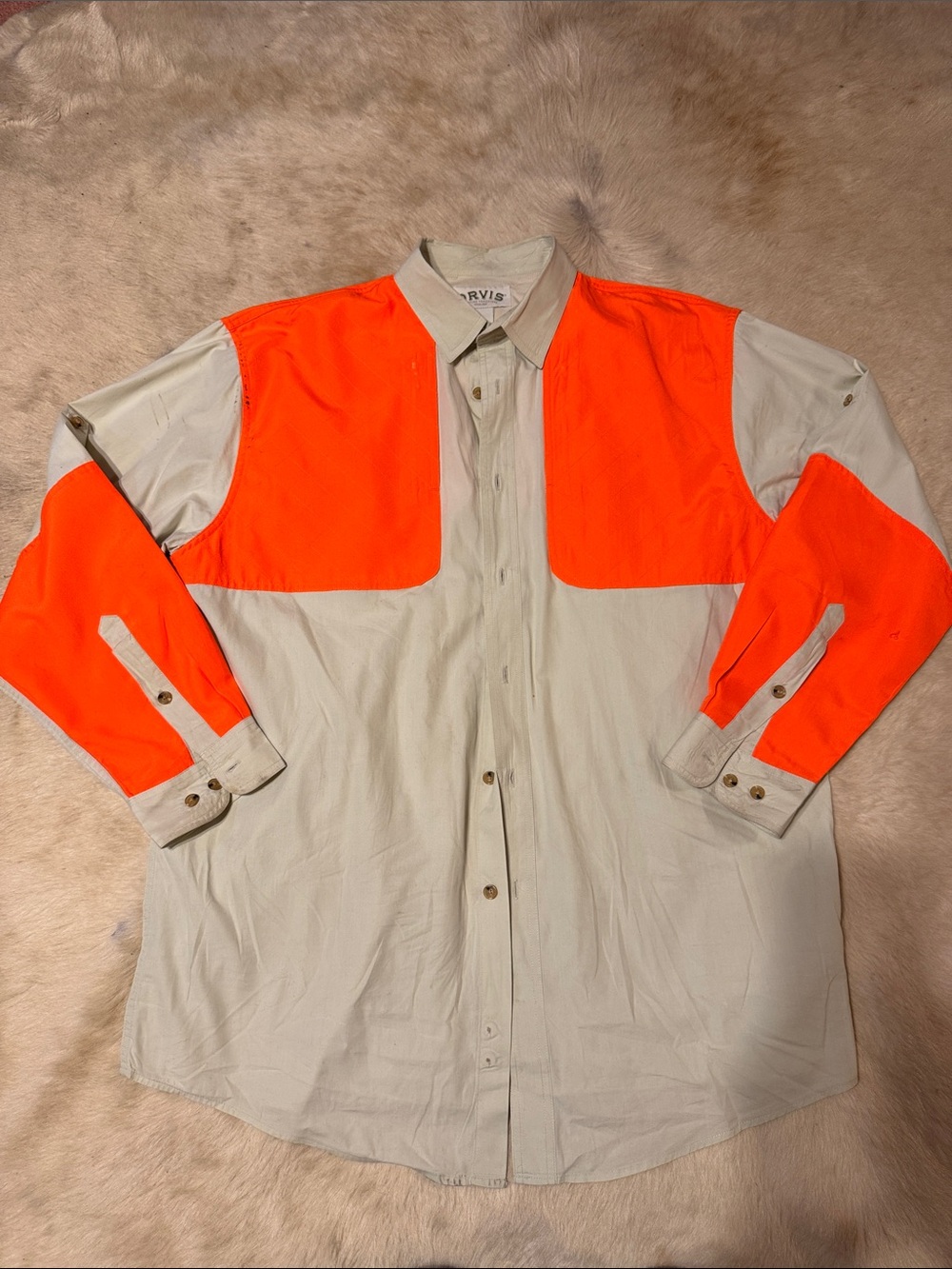 Orvis Men's Two-Tone Safety Orange and Tan Hunting Shirt